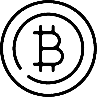 Black outline of the Bitcoin symbol inside a double circle on a transparent background.